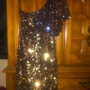 One shoulder sequin mini dress